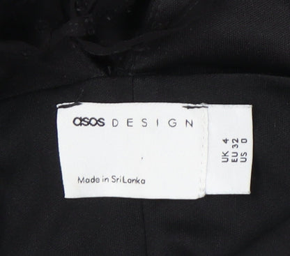 ASOS DESIGN Women’s Black Size 4 Short A-Line Lace Up Dress