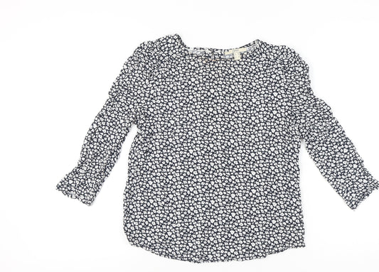 Esprit Women’s Blue Floral Blouse M 3/4 Sleeve Viscose