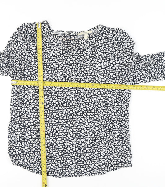 Esprit Women’s Blue Floral Blouse M 3/4 Sleeve Viscose