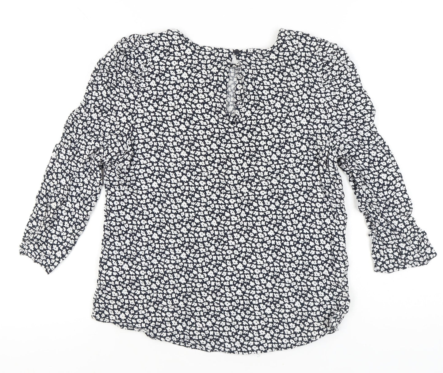 Esprit Women’s Blue Floral Blouse M 3/4 Sleeve Viscose