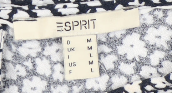 Esprit Women’s Blue Floral Blouse M 3/4 Sleeve Viscose