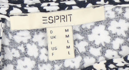 Esprit Women’s Blue Floral Blouse M 3/4 Sleeve Viscose