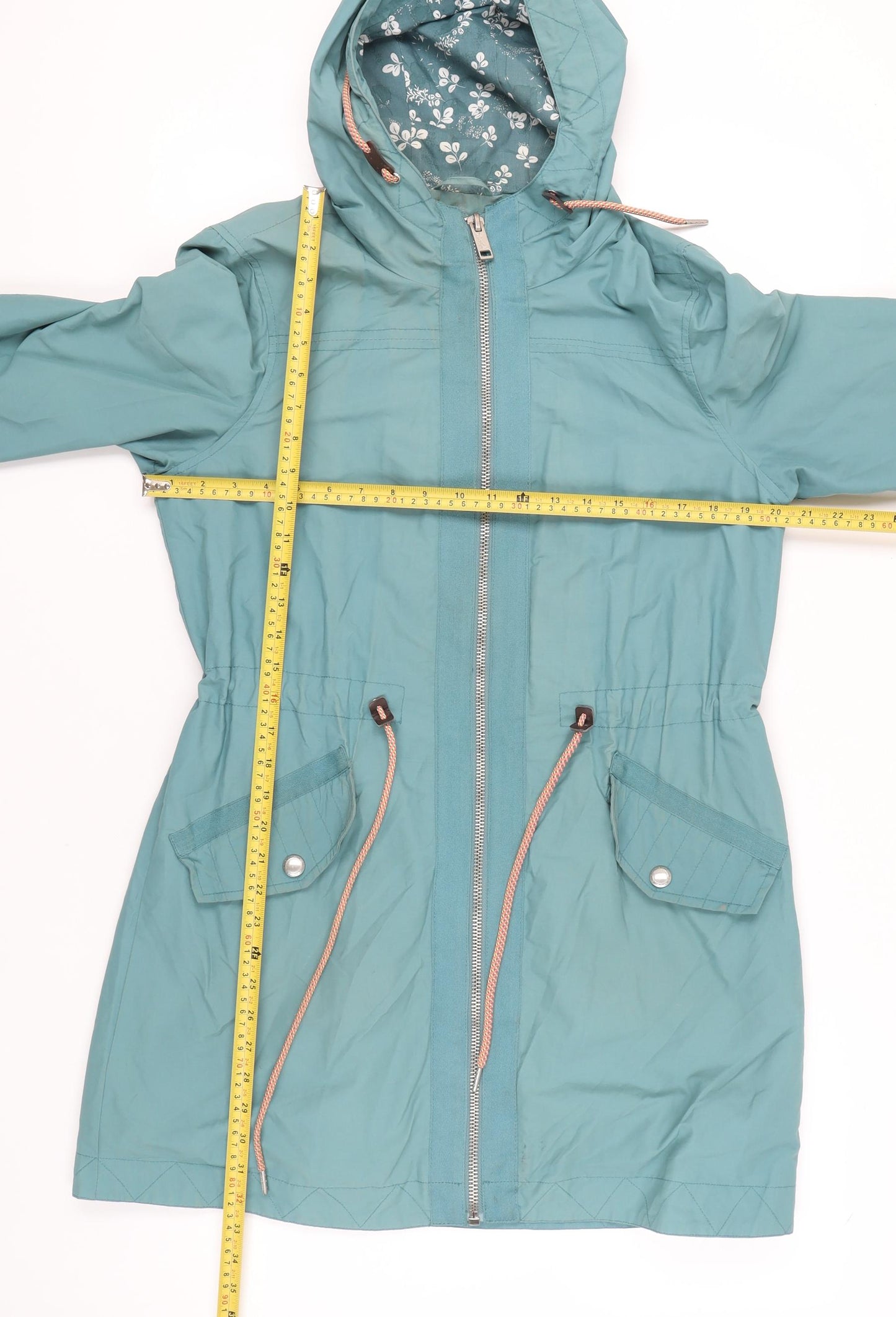 Mantaray Women’s Blue Parka Coat Size 12 Hooded Mid-Length Casual