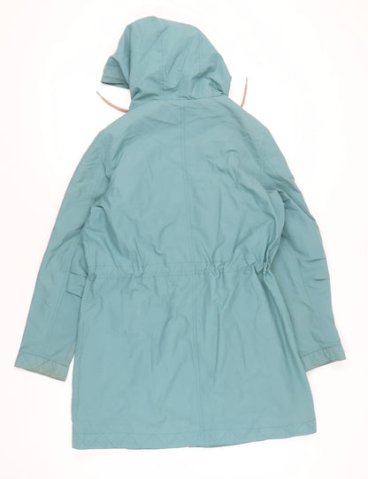 Mantaray Women’s Blue Parka Coat Size 12 Hooded Mid-Length Casual