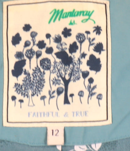 Mantaray Women’s Blue Parka Coat Size 12 Hooded Mid-Length Casual