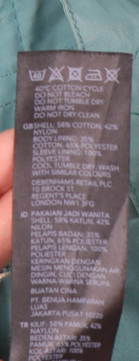 Mantaray Women’s Blue Parka Coat Size 12 Hooded Mid-Length Casual