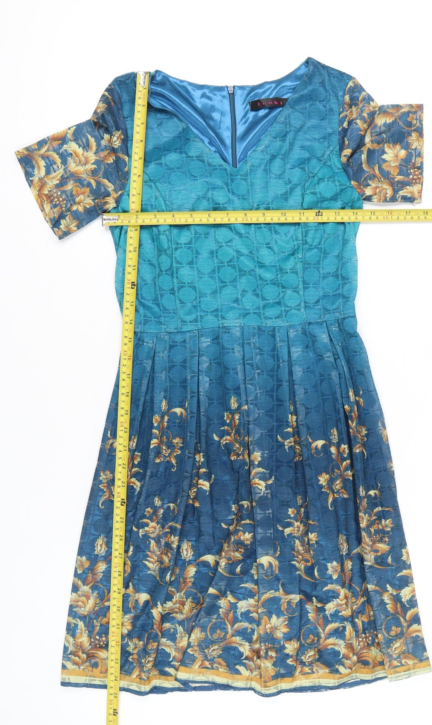 Tenki Women’s Blue Floral Fit & Flare Dress Size 8