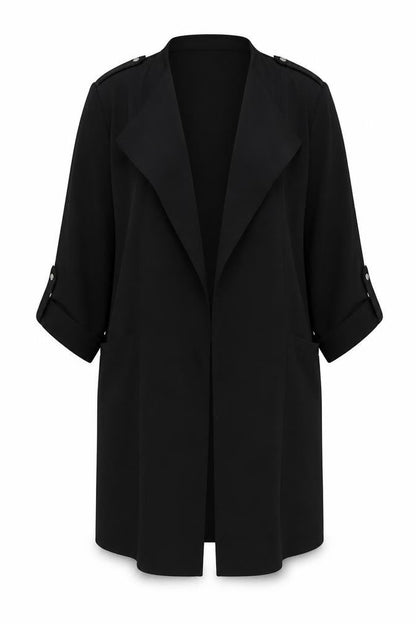 Wallis Petite Women's Black Long Coatigan UK 8 Polyester 3/4 Sleeve
