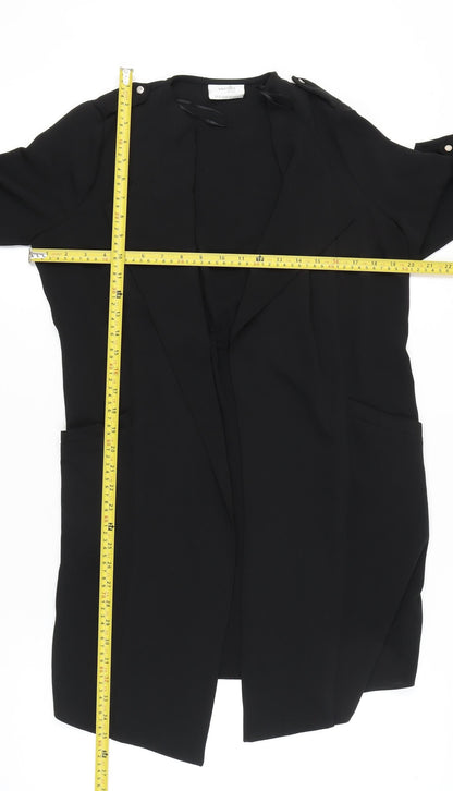 Wallis Petite Women's Black Long Coatigan UK 8 Polyester 3/4 Sleeve