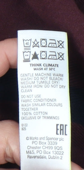 Marks and Spencer Men's Red Striped Long Sleeve Cotton T-Shirt M