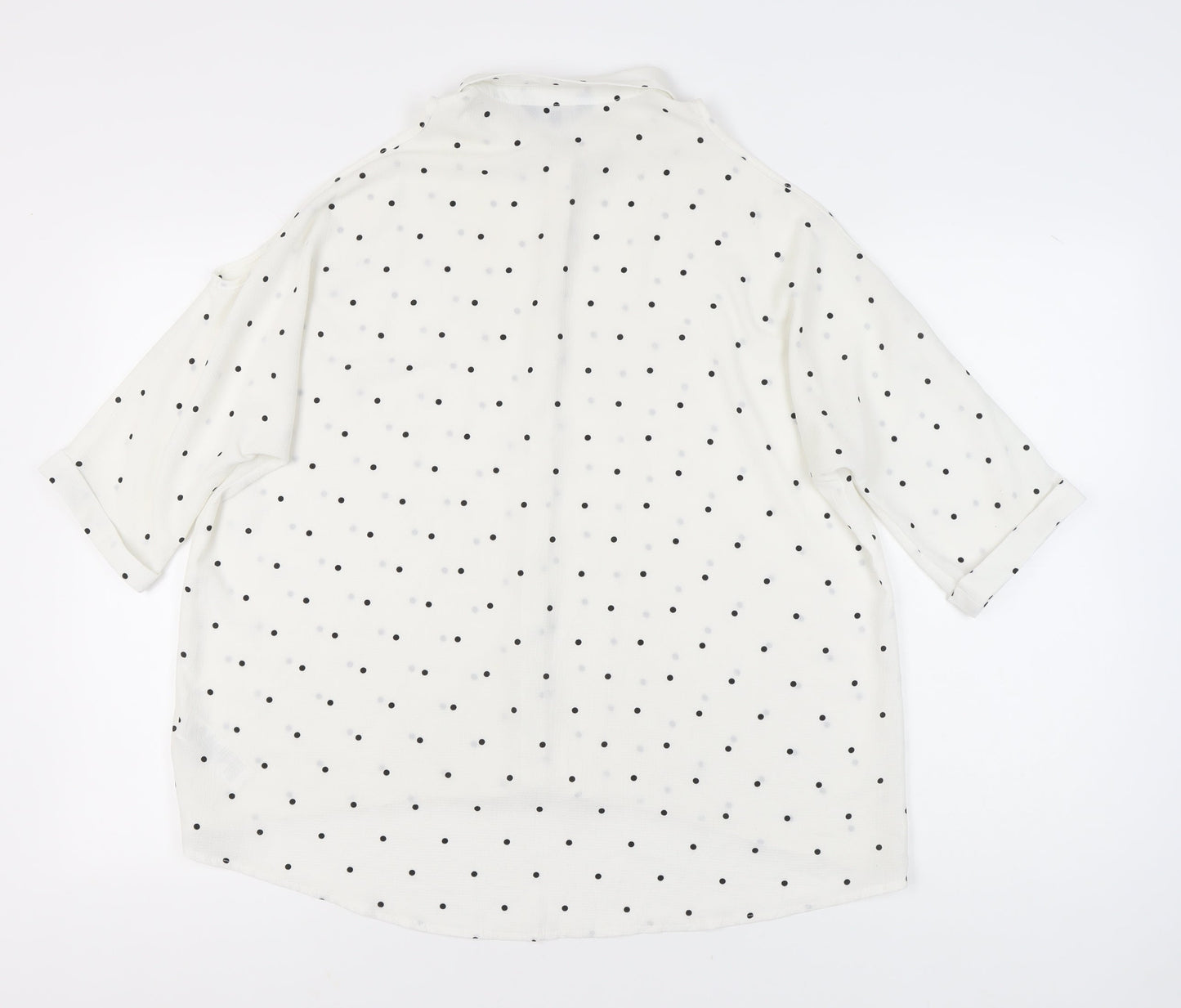 New Look Women White Polka Dot Cold Shoulder Button-Up Shirt Size 12