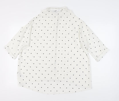 New Look Women White Polka Dot Cold Shoulder Button-Up Shirt Size 12