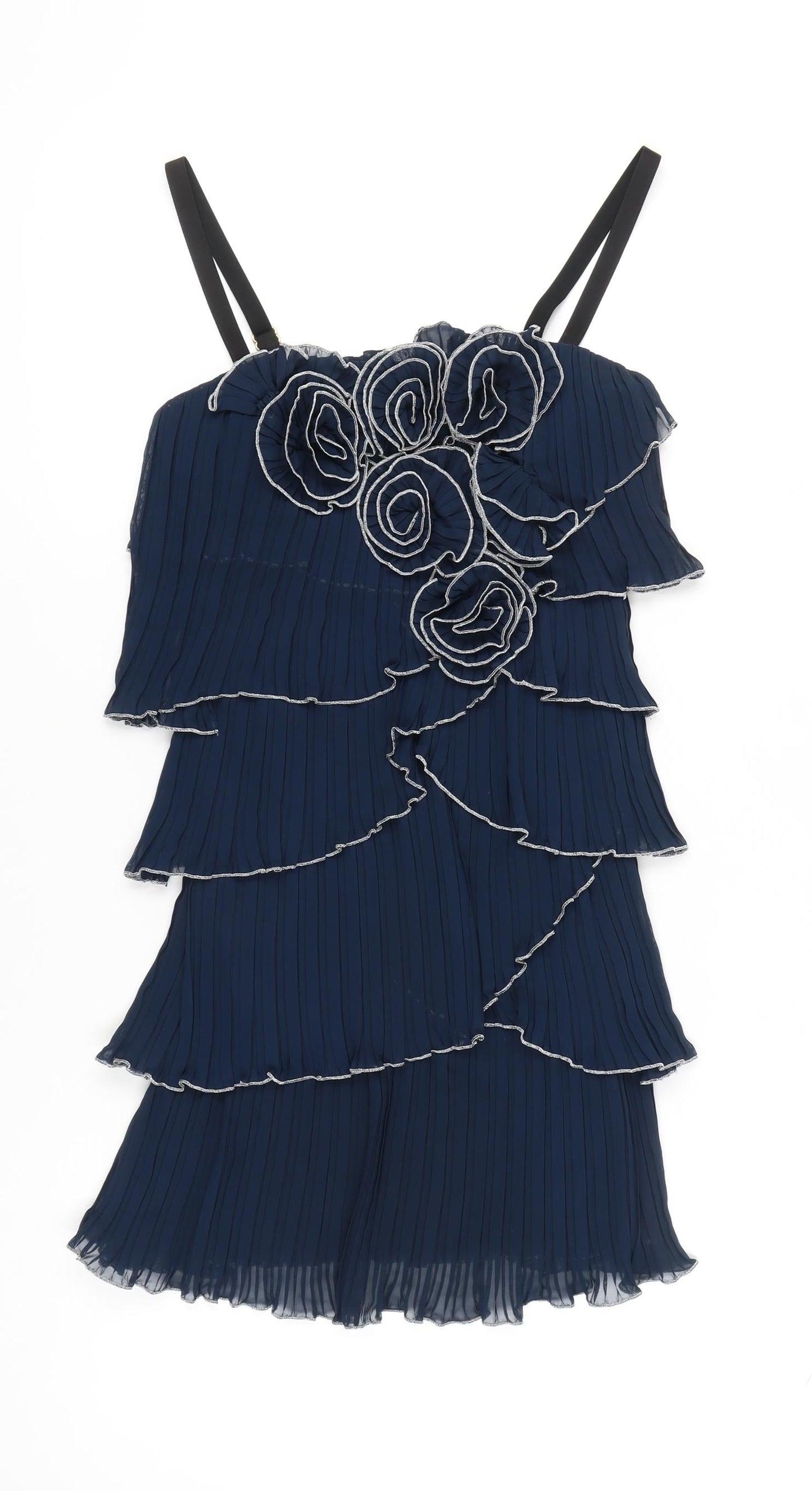 River Island Womens Blue Size 10 Shift Ruffle Cocktail Dress