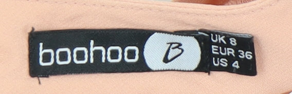 Boohoo Womens Pink Lace Halter A-Line Party Dress UK 8