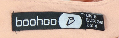 Boohoo Womens Pink Lace Halter A-Line Party Dress UK 8