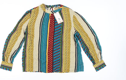 Tu Women’s Multicoloured Striped Tunic Blouse Size 12 Long Sleeve Viscose