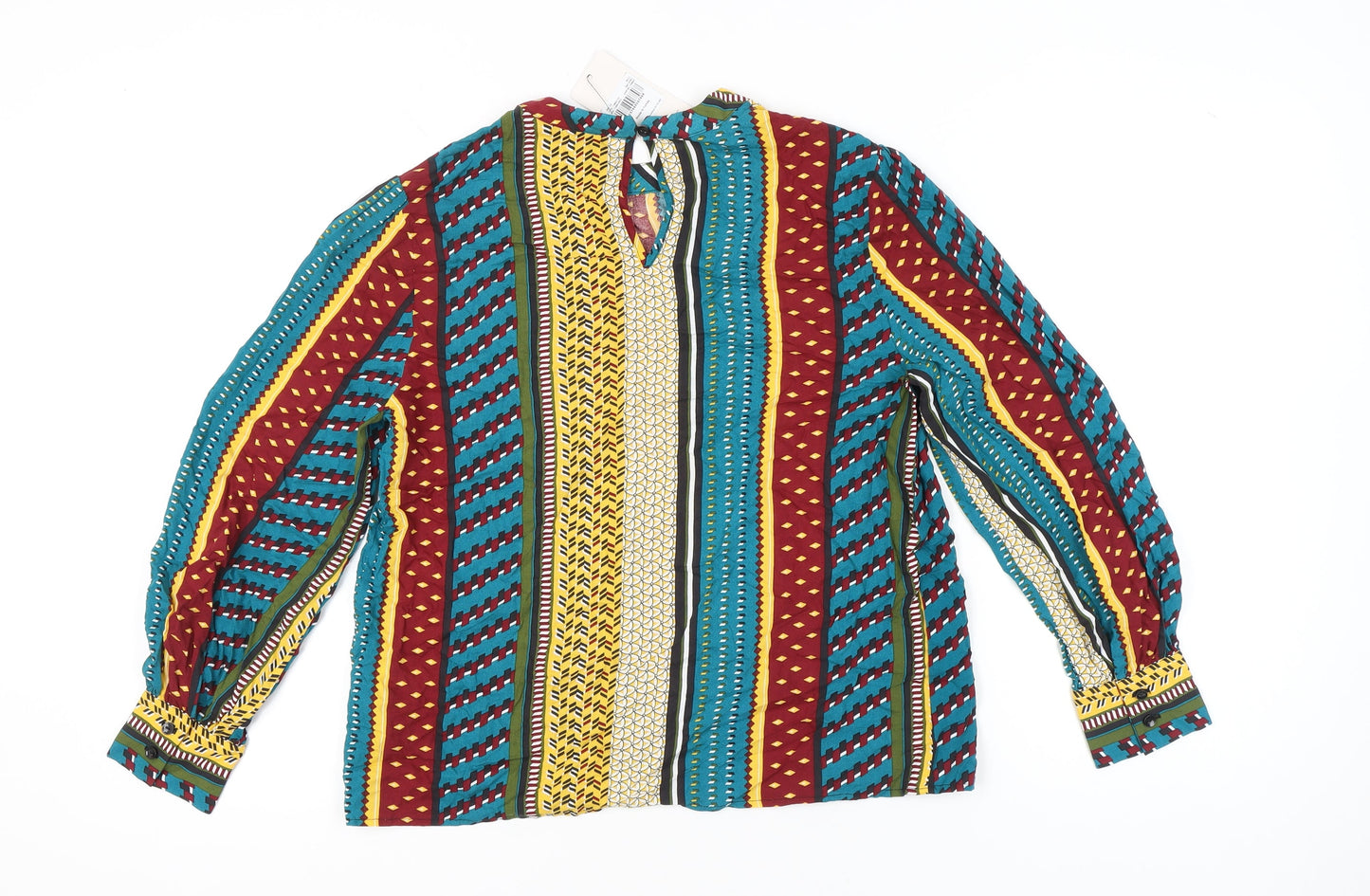 Tu Women’s Multicoloured Striped Tunic Blouse Size 12 Long Sleeve Viscose