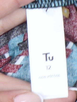 Tu Women’s Multicoloured Striped Tunic Blouse Size 12 Long Sleeve Viscose