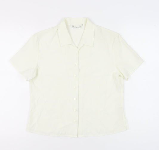Womens UK Size 14 BHS Ivory Basic Button-Up