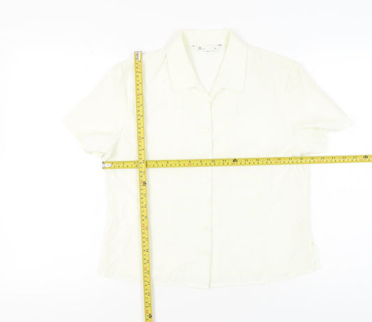 Womens UK Size 14 BHS Ivory Basic Button-Up