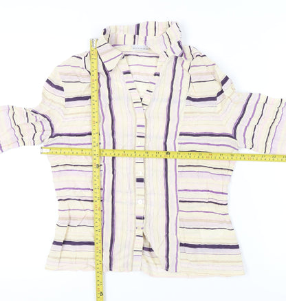 Alexon Womens Multicoloured Striped Blouse Size 12 Collared 3/4 Sleeve