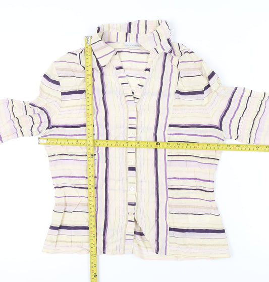 Alexon Womens Multicoloured Striped Blouse Size 12 Collared 3/4 Sleeve