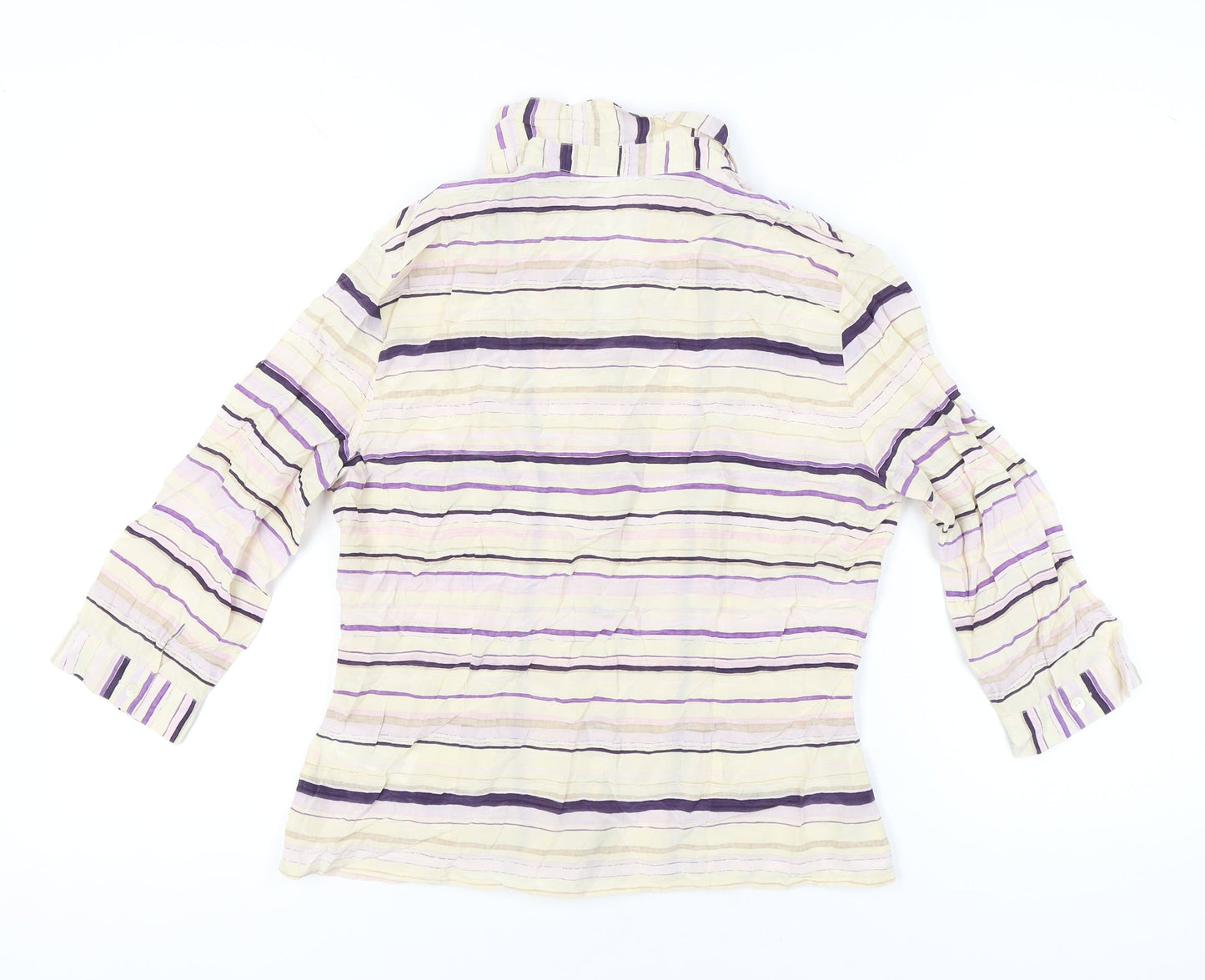 Alexon Womens Multicoloured Striped Blouse Size 12 Collared 3/4 Sleeve