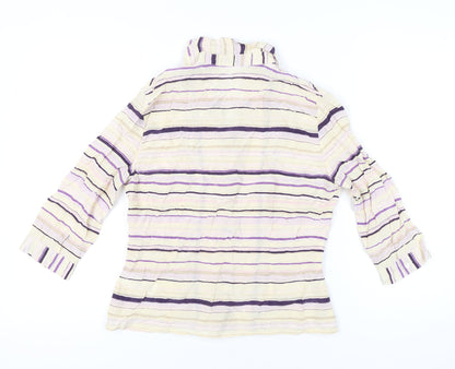 Alexon Womens Multicoloured Striped Blouse Size 12 Collared 3/4 Sleeve