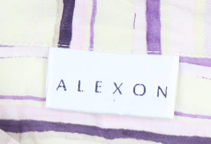 Alexon Womens Multicoloured Striped Blouse Size 12 Collared 3/4 Sleeve