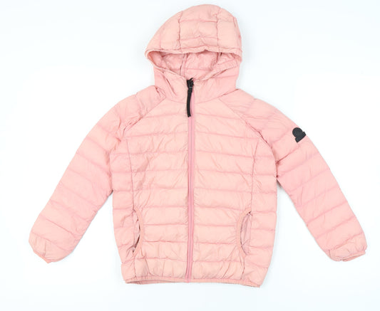 TOG24 Girls Pink Puffer Jacket 12 Years Hooded Quilted Down Coat