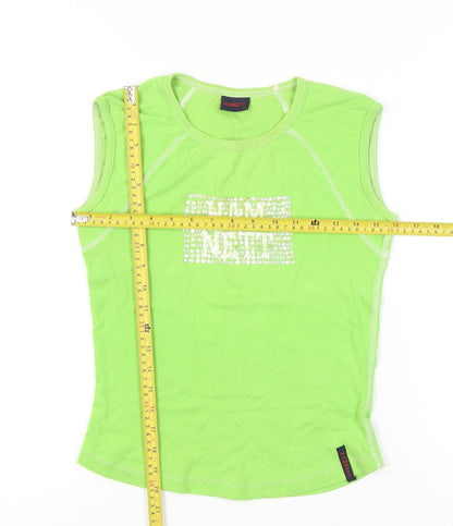 Hamnett Women’s Green Cotton Rhinestone Tank Top Size M