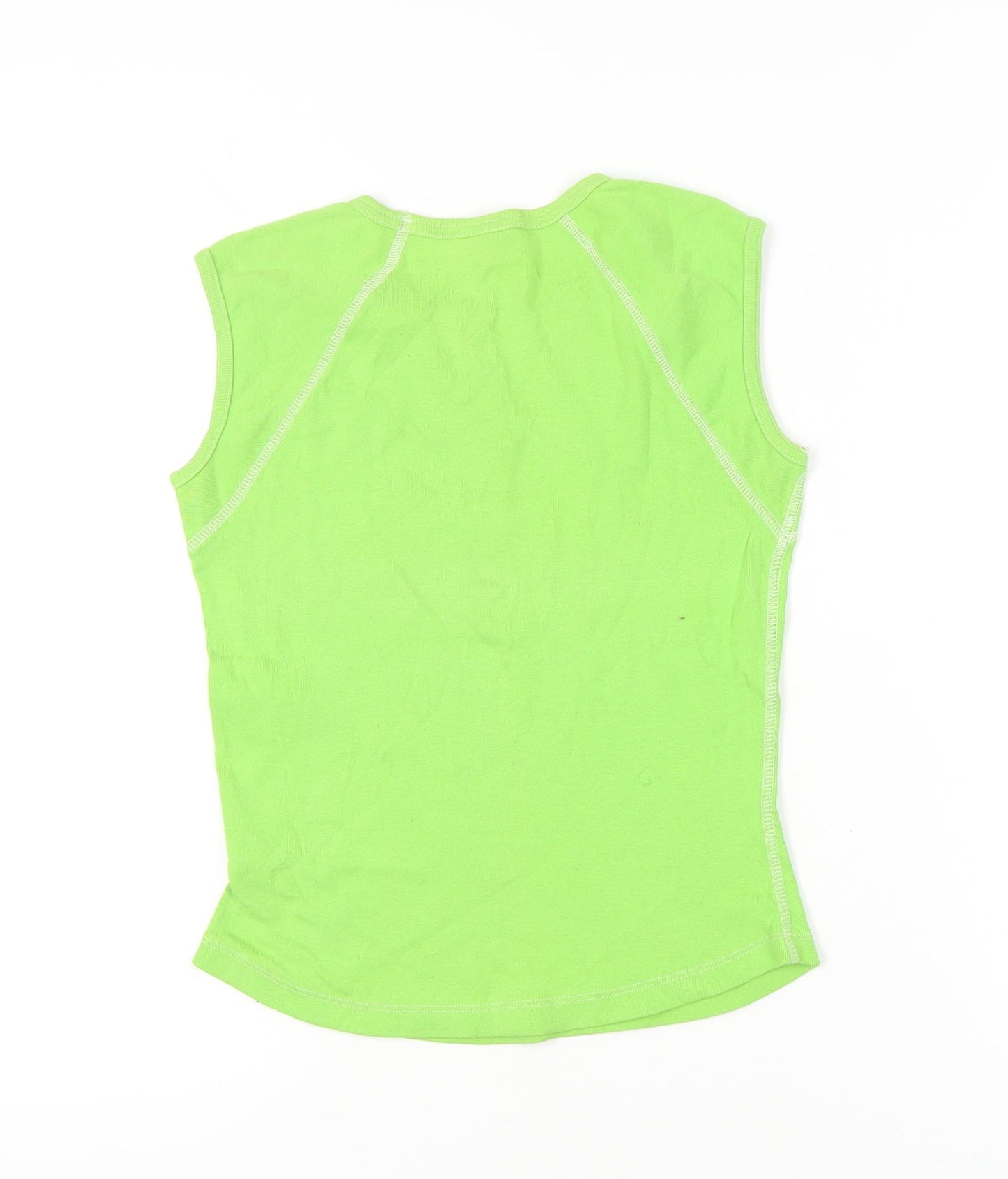 Hamnett Women’s Green Cotton Rhinestone Tank Top Size M
