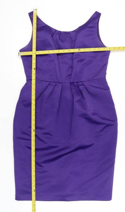 Marks and Spencer Women’s Purple Sheath Dress UK 14 Knee Length Sleeveless