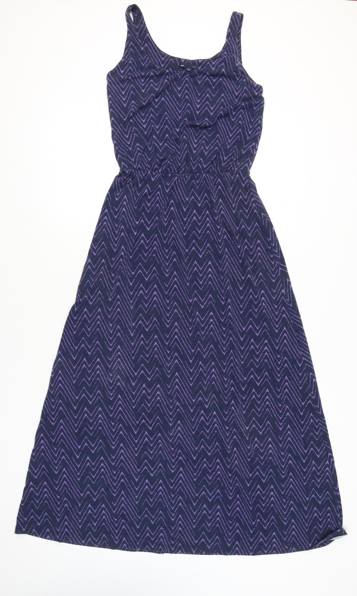 Gap Women’s Purple Chevron Midi A-Line Dress XS Sleeveless Scoop Neck