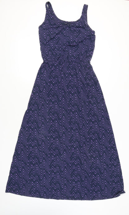 Gap Women’s Purple Chevron Midi A-Line Dress XS Sleeveless Scoop Neck