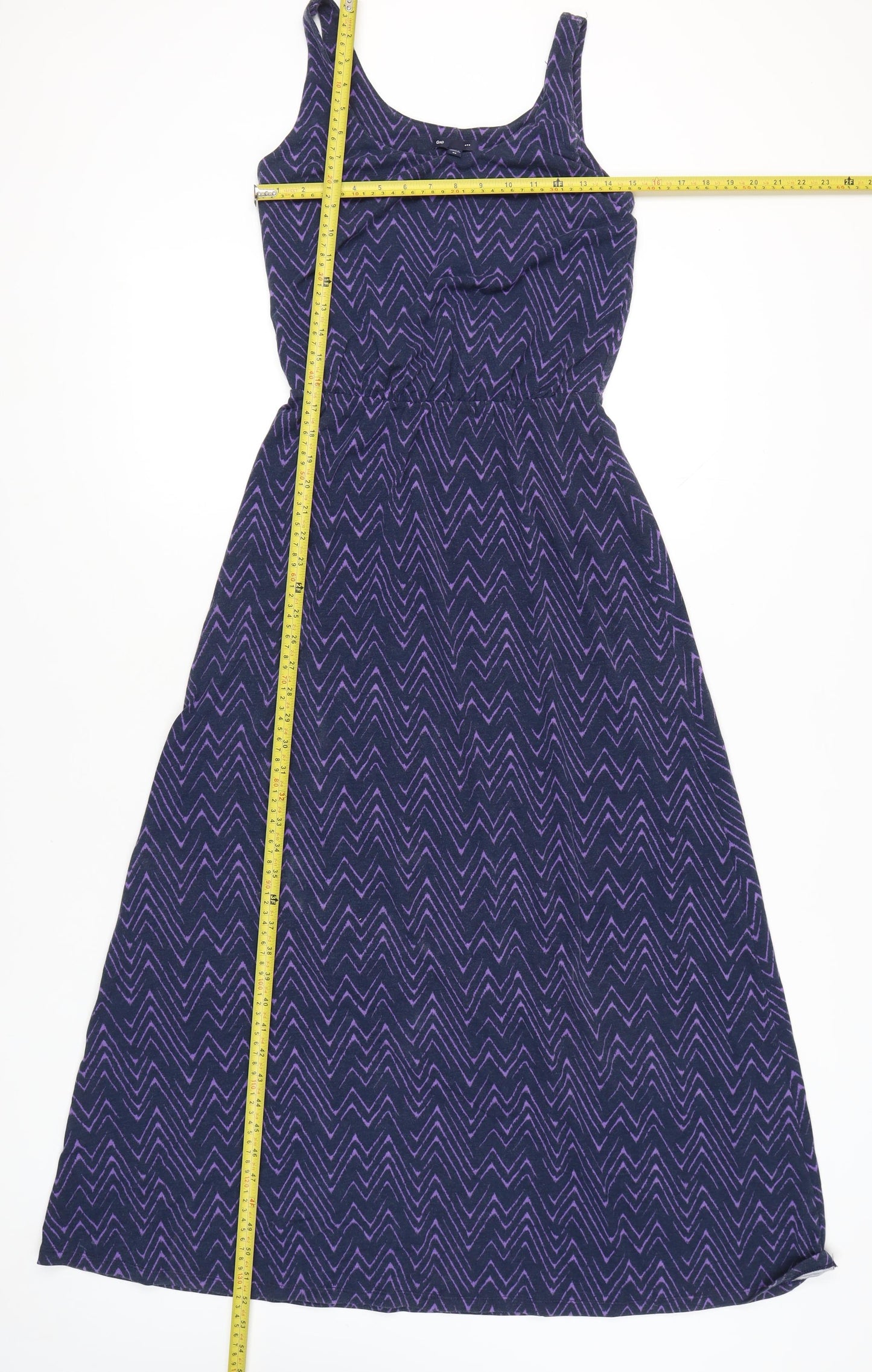 Gap Women’s Purple Chevron Midi A-Line Dress XS Sleeveless Scoop Neck