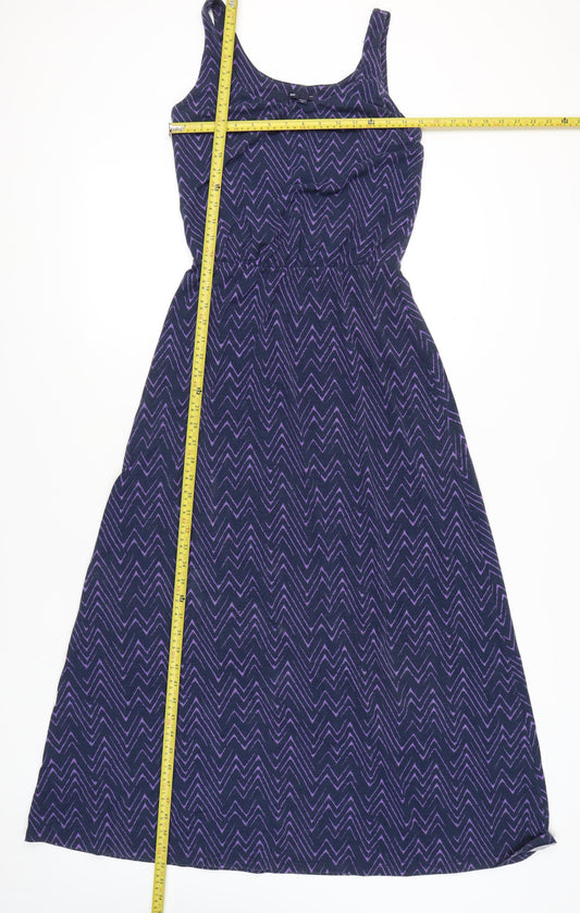 Gap Women’s Purple Chevron Midi A-Line Dress XS Sleeveless Scoop Neck