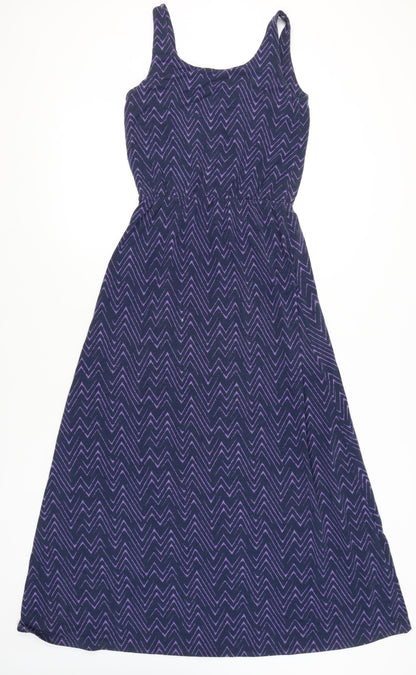 Gap Women’s Purple Chevron Midi A-Line Dress XS Sleeveless Scoop Neck