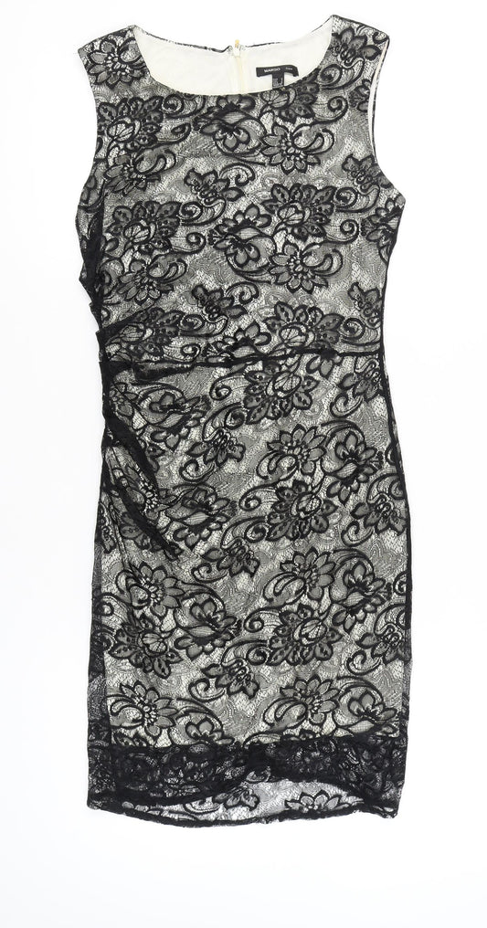 Mango Women’s Black Lace Knee Length Sheath Dress Size 12