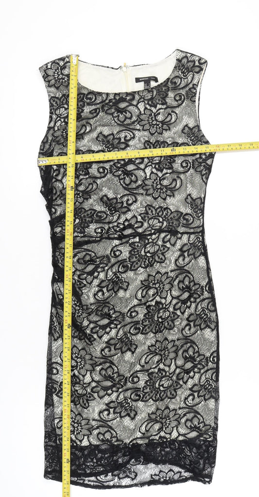 Mango Women’s Black Lace Knee Length Sheath Dress Size 12