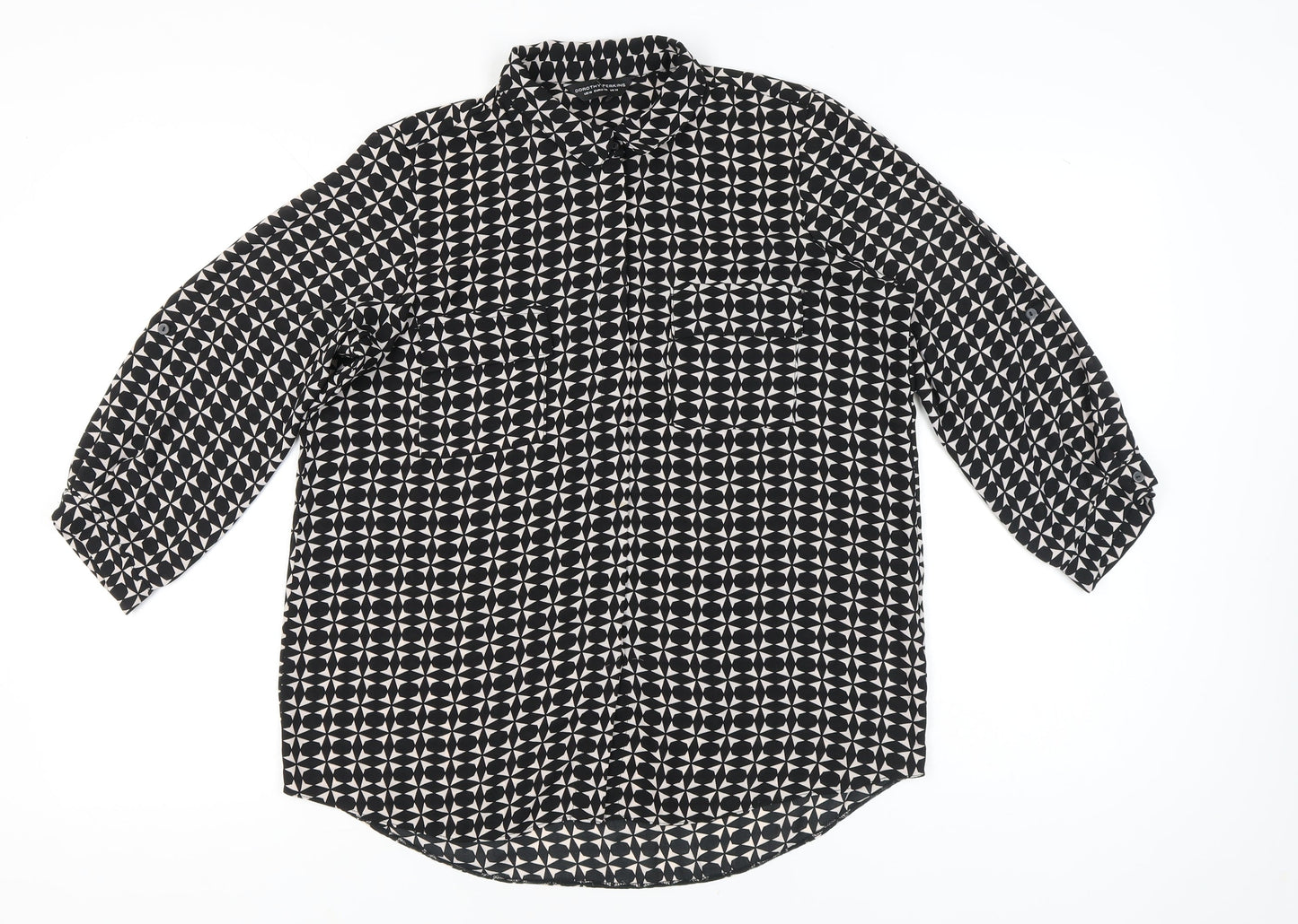 Womens UK Size 14 Dorothy Perkins Black Classic Button-Up