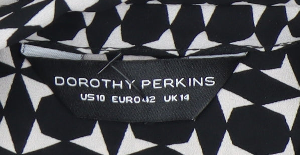 Womens UK Size 14 Dorothy Perkins Black Classic Button-Up
