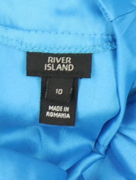 River Island Women’s Blue Size 10 Long Sleeve Satin Playsuit