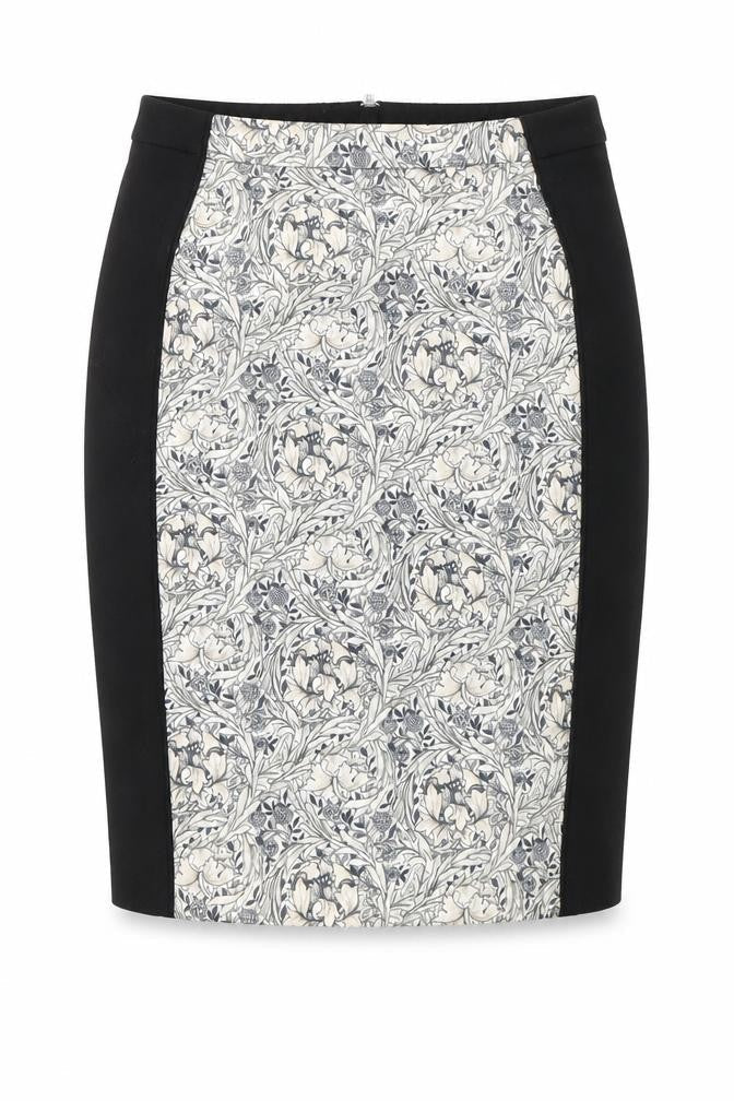 H&M Women’s Black White Floral Pencil Skirt Size 10 Knee Length