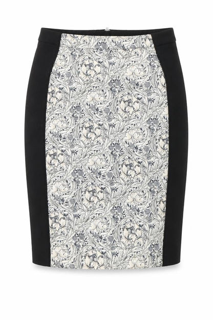 H&M Women’s Black White Floral Pencil Skirt Size 10 Knee Length