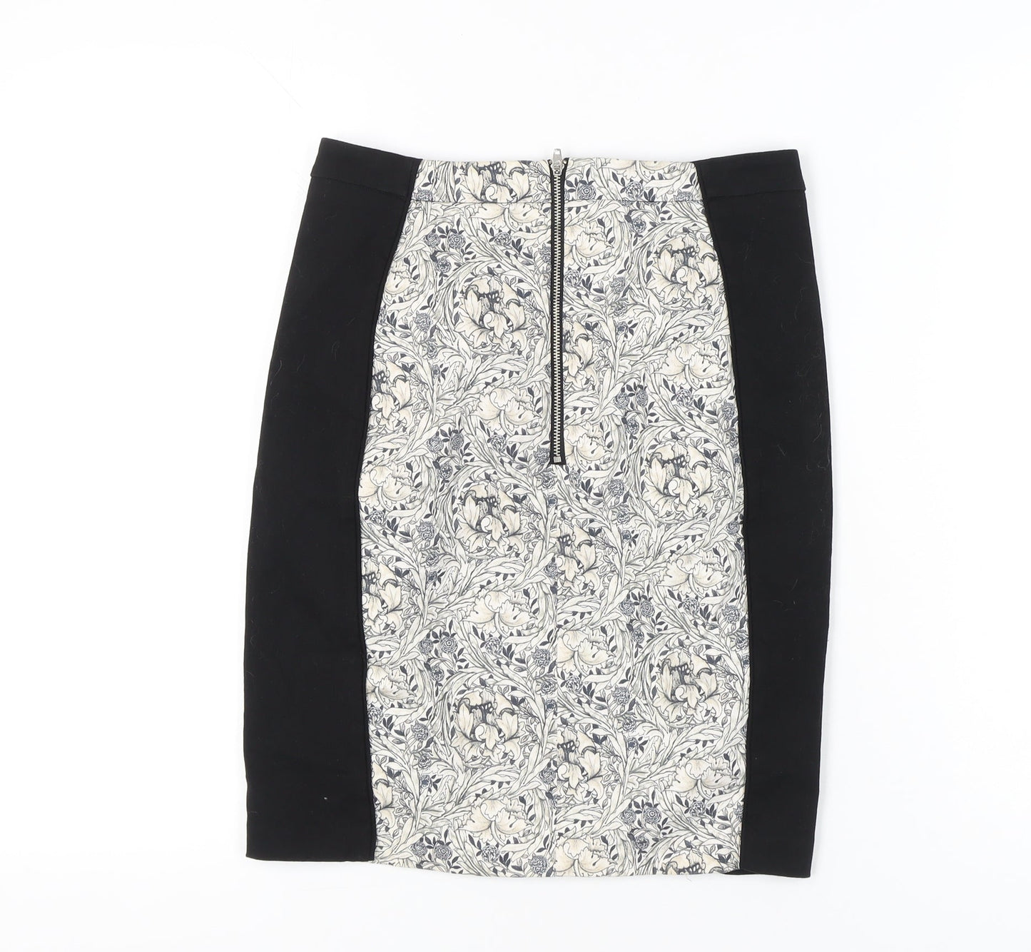 H&M Women’s Black White Floral Pencil Skirt Size 10 Knee Length