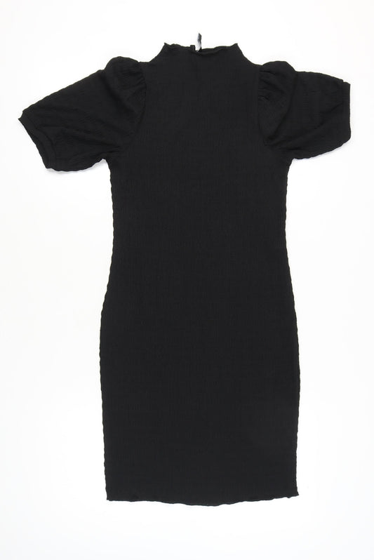 Pieces Women’s Black XS Bodycon Puff Sleeve Knee Dress