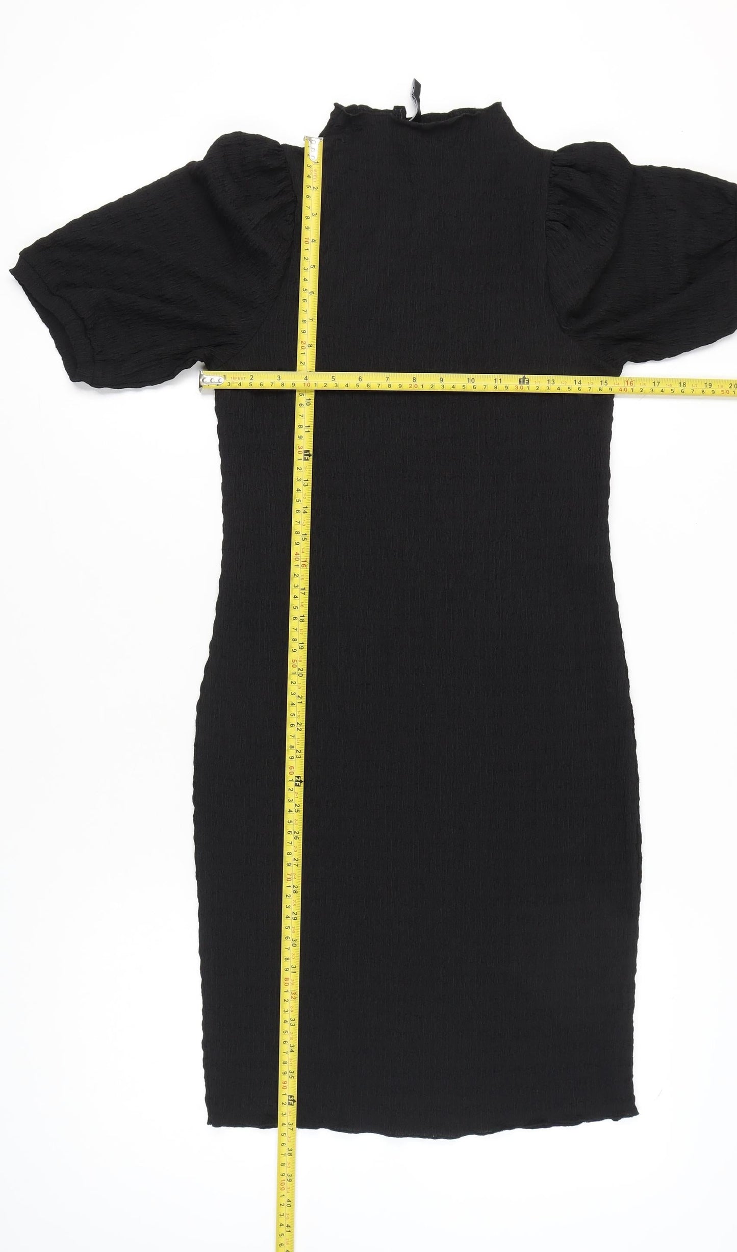 Pieces Women’s Black XS Bodycon Puff Sleeve Knee Dress