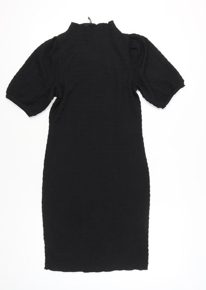 Pieces Women’s Black XS Bodycon Puff Sleeve Knee Dress
