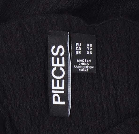 Pieces Women’s Black XS Bodycon Puff Sleeve Knee Dress